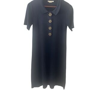 M.Martin‎ Polo Dress Short Sleeve Button Merino Wool Cashmere Silk Academia Sz S